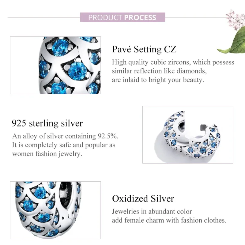 (immagine per) Charm Clip tipo Pandora Eleganza blu - SCC1513 - Visualizza 8