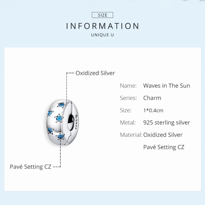 (immagine per) Charm Clip tipo Pandora Onde Al Sole - BSC253 - Visualizza 6