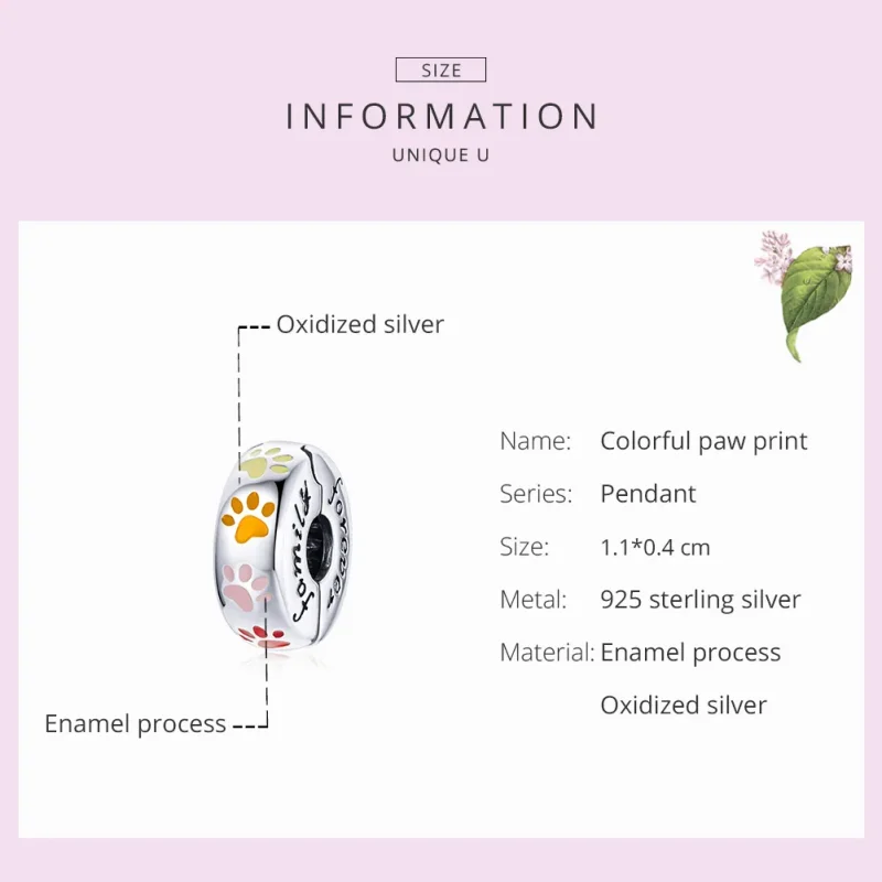 (immagine per) Charm Clip tipo Pandora Stampe di artigli colorati - SCC1850 - Visualizza 5