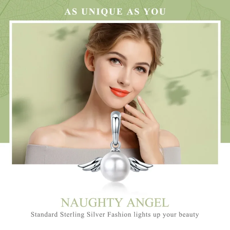 (immagine per) Charm Pendente tipo Pandora Ali d'angelo perla - SCC381 - Visualizza 5
