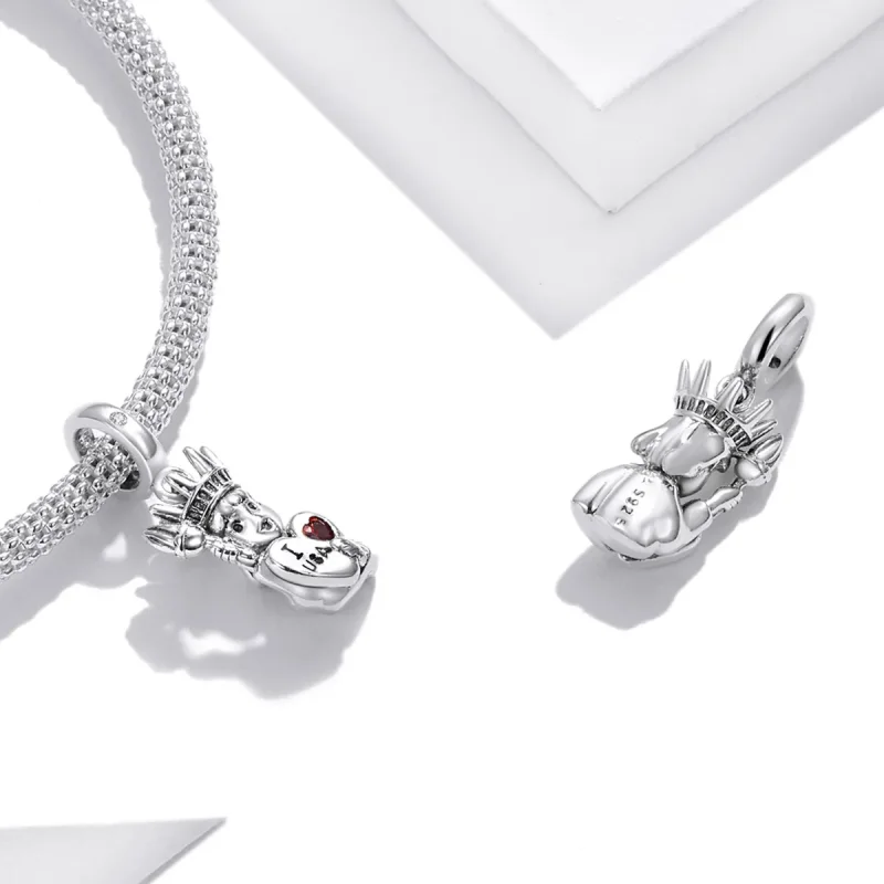 (immagine per) Charm Pendente tipo Pandora Amo gli Stati Uniti - SCC1883 - Visualizza 4