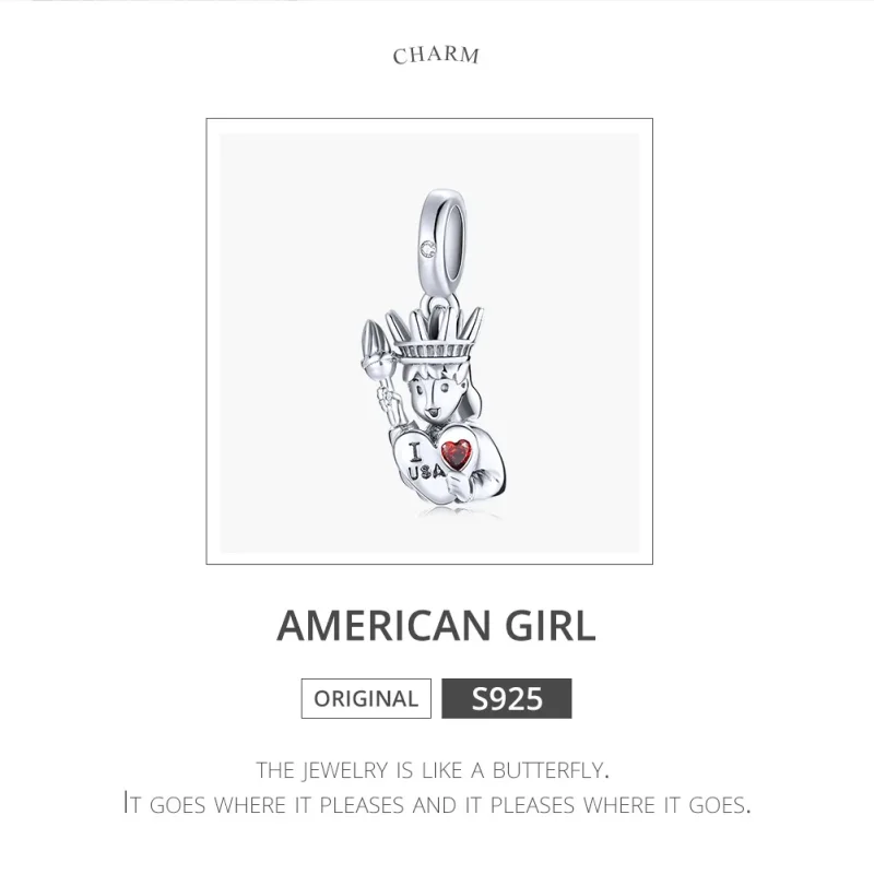 (immagine per) Charm Pendente tipo Pandora Amo gli Stati Uniti - SCC1883 - Visualizza 6