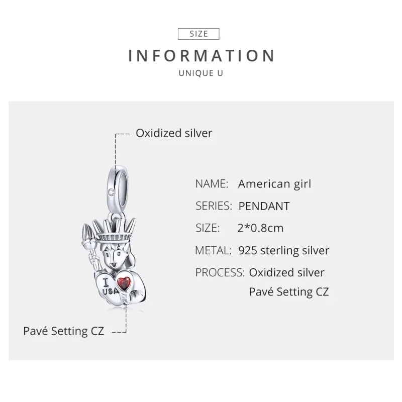 (immagine per) Charm Pendente tipo Pandora Amo gli Stati Uniti - SCC1883 - Visualizza 7