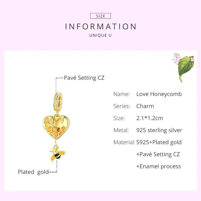 (immagine per) Charm Pendente tipo Pandora Amo il nido d'ape - SCC1714 - Visualizza 6