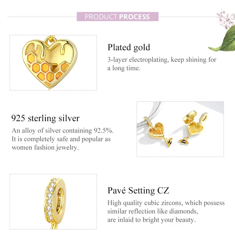 (immagine per) Charm Pendente tipo Pandora Amo il nido d'ape - SCC1714 - Visualizza 7