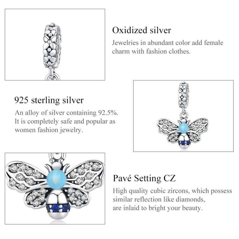 (immagine per) Charm Pendente tipo Pandora Ape Blu - SCC1480 - Visualizza 7