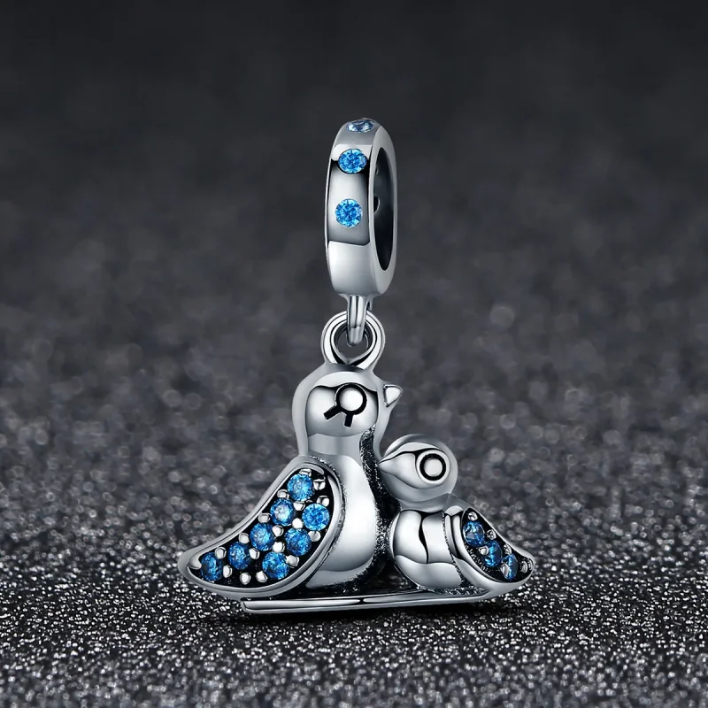 (immagine per) Charm Pendente tipo Pandora Baby Bird con la madre - SCC426 - Visualizza 2