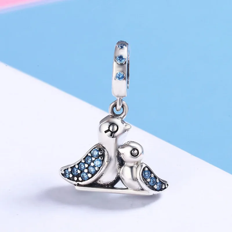 (immagine per) Charm Pendente tipo Pandora Baby Bird con la madre - SCC426 - Visualizza 3