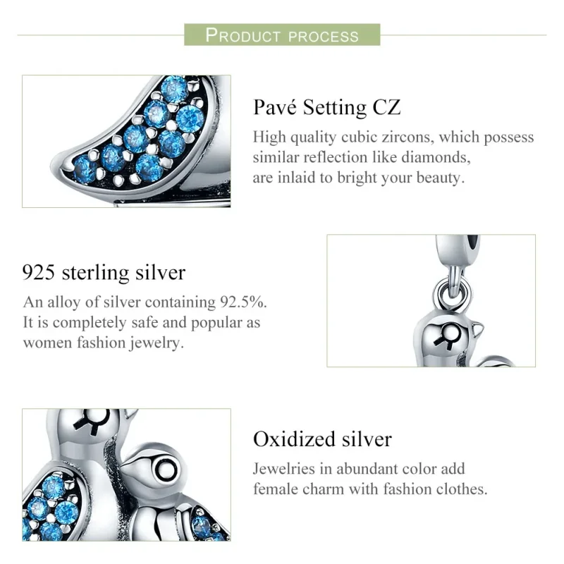 (immagine per) Charm Pendente tipo Pandora Baby Bird con la madre - SCC426 - Visualizza 6