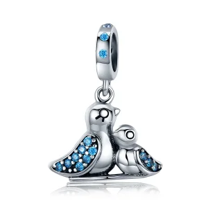 (immagine per) Charm Pendente tipo Pandora Baby Bird con la madre - SCC426