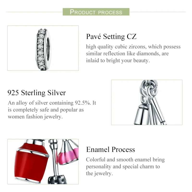 (immagine per) Charm Pendente tipo Pandora Bellissimi artefatti Trucco - SCC785 - Visualizza 7