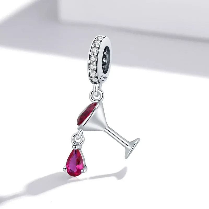 (immagine per) Charm Pendente tipo Pandora Bicchiere Di Vino Agitato - SCC1997 - Visualizza 2