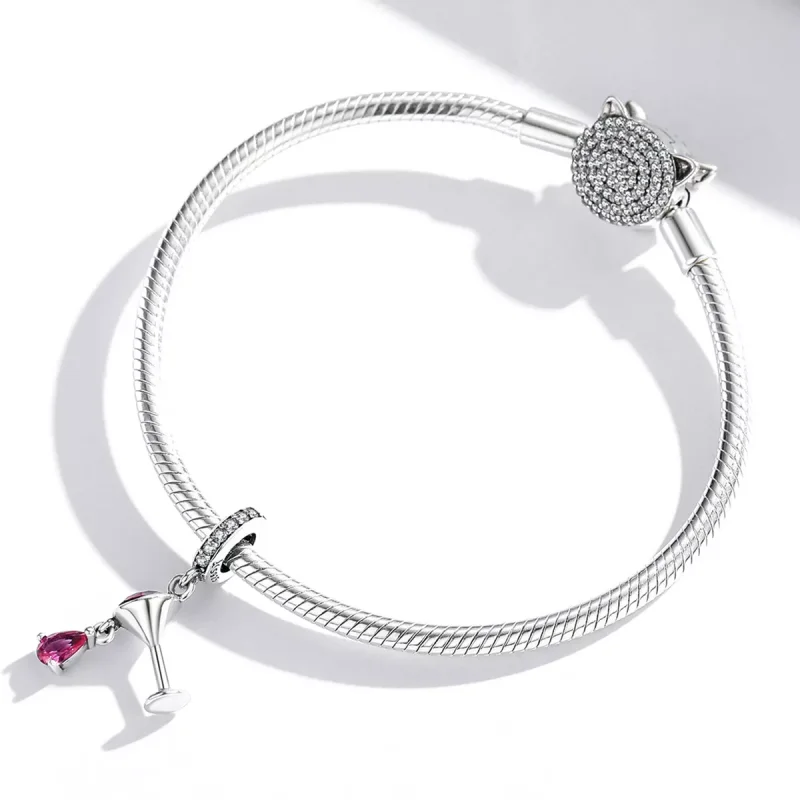 (immagine per) Charm Pendente tipo Pandora Bicchiere Di Vino Agitato - SCC1997 - Visualizza 3
