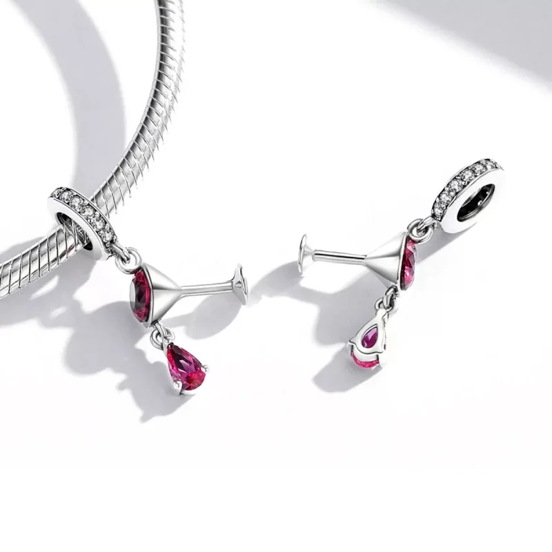 (immagine per) Charm Pendente tipo Pandora Bicchiere Di Vino Agitato - SCC1997 - Visualizza 4
