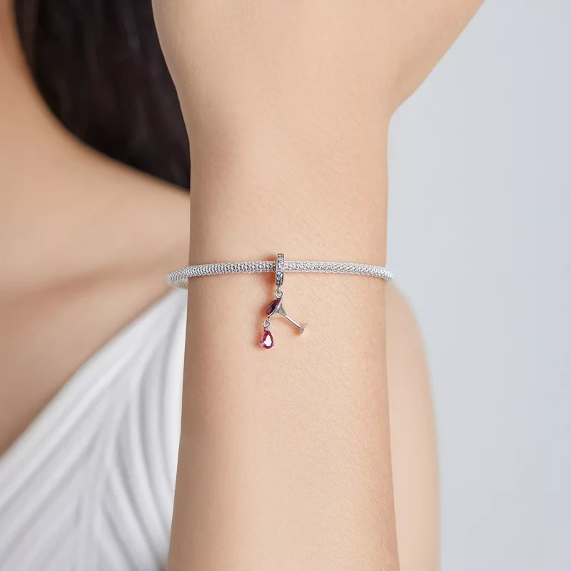 (immagine per) Charm Pendente tipo Pandora Bicchiere Di Vino Agitato - SCC1997 - Visualizza 5