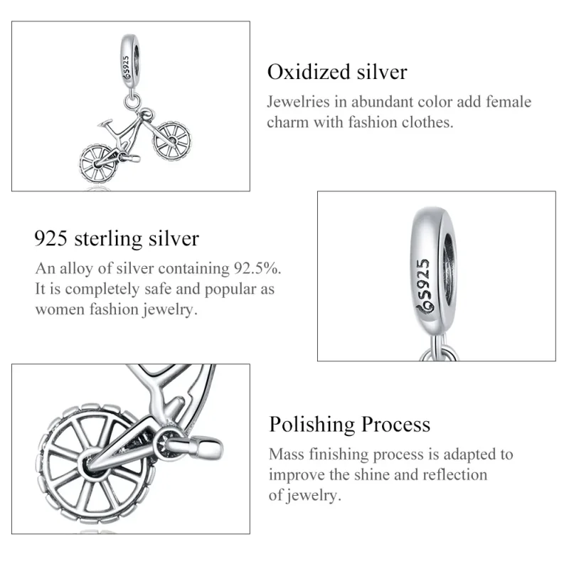 (immagine per) Charm Pendente tipo Pandora Bicicletta - BSC384 - Visualizza 7