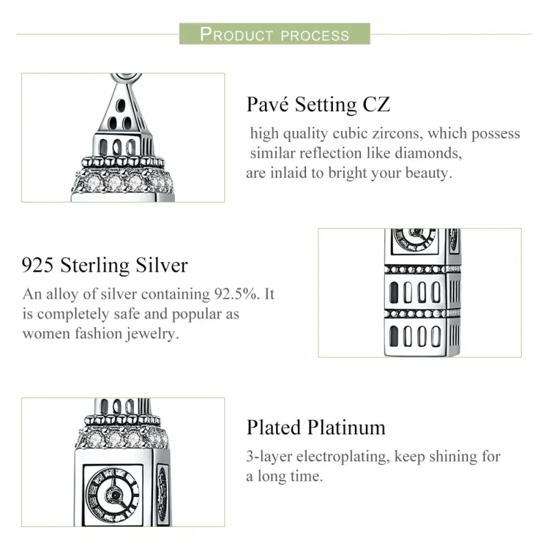 (immagine per) Charm Pendente tipo Pandora Big Ben della Gran Bretagna - SCC868 - Visualizza 7