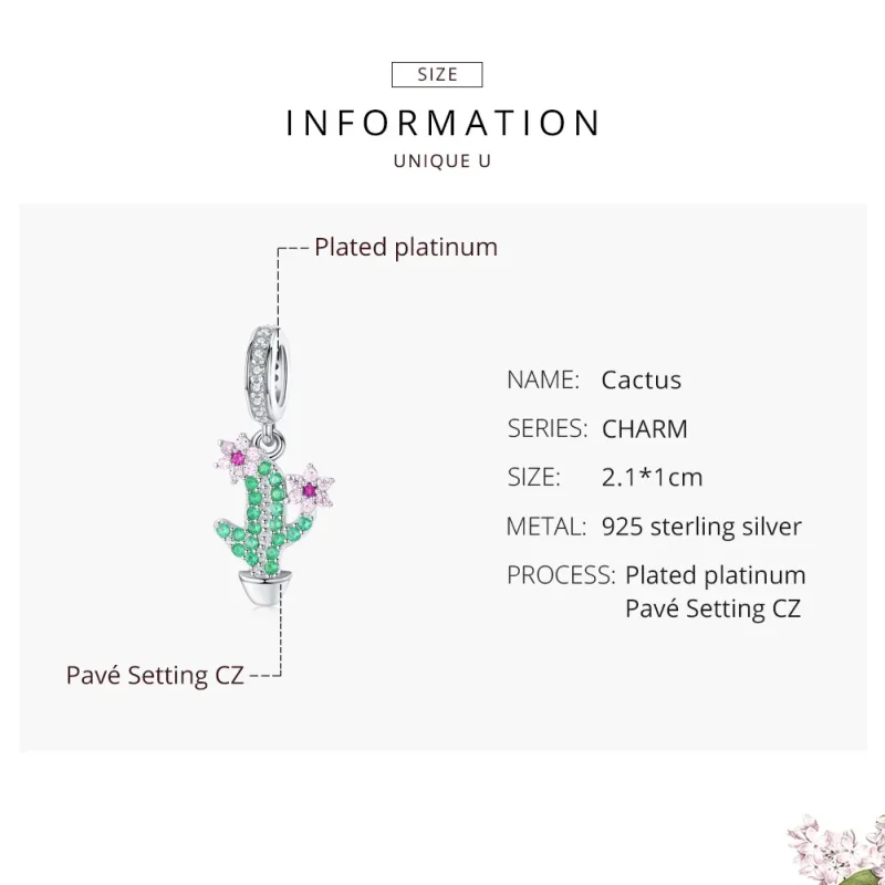 (immagine per) Charm Pendente tipo Pandora Cactus - BSC121 - Visualizza 6