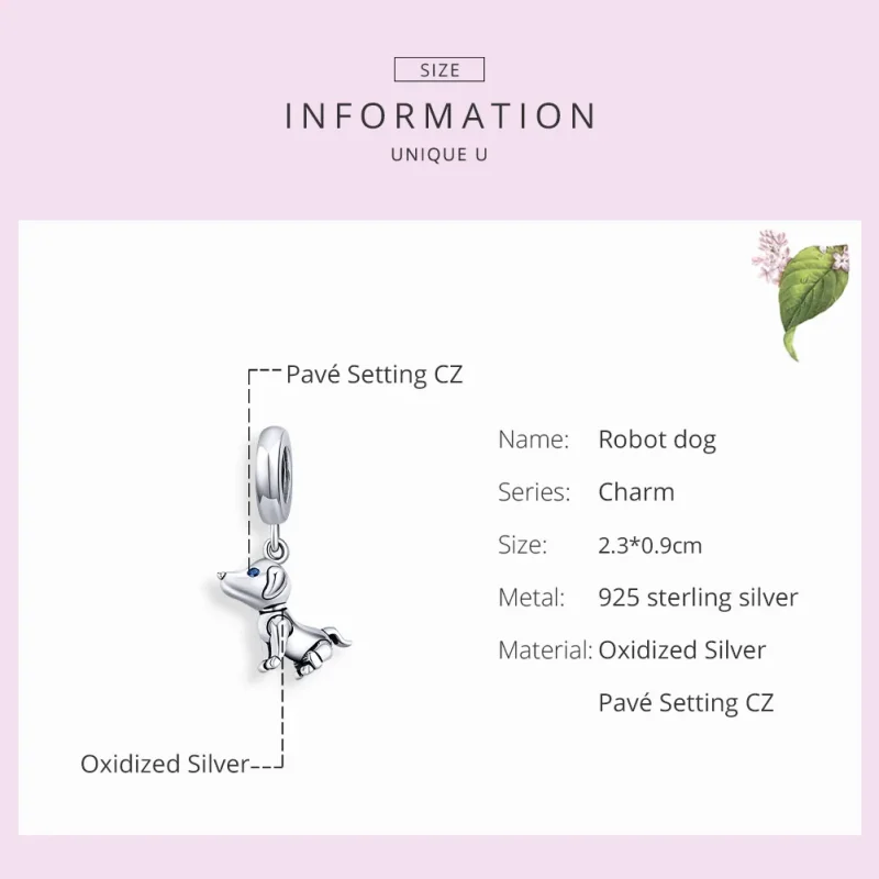 (immagine per) Charm Pendente tipo Pandora Cane robot - SCC1468 - Visualizza 7