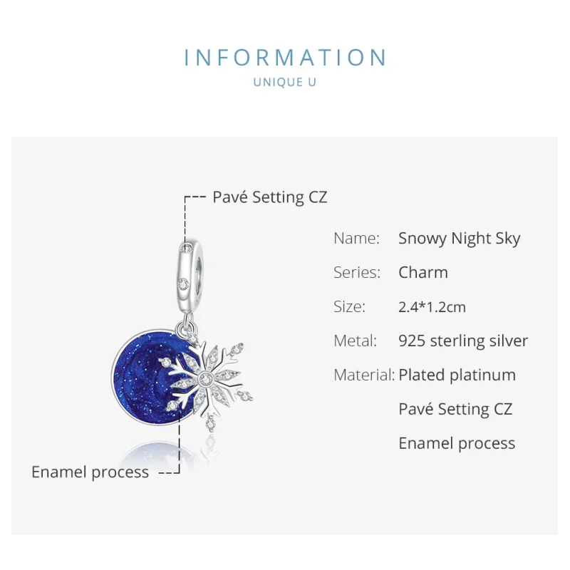 (immagine per) Charm Pendente tipo Pandora Cielo notturno innevato - BSC367 - Visualizza 6