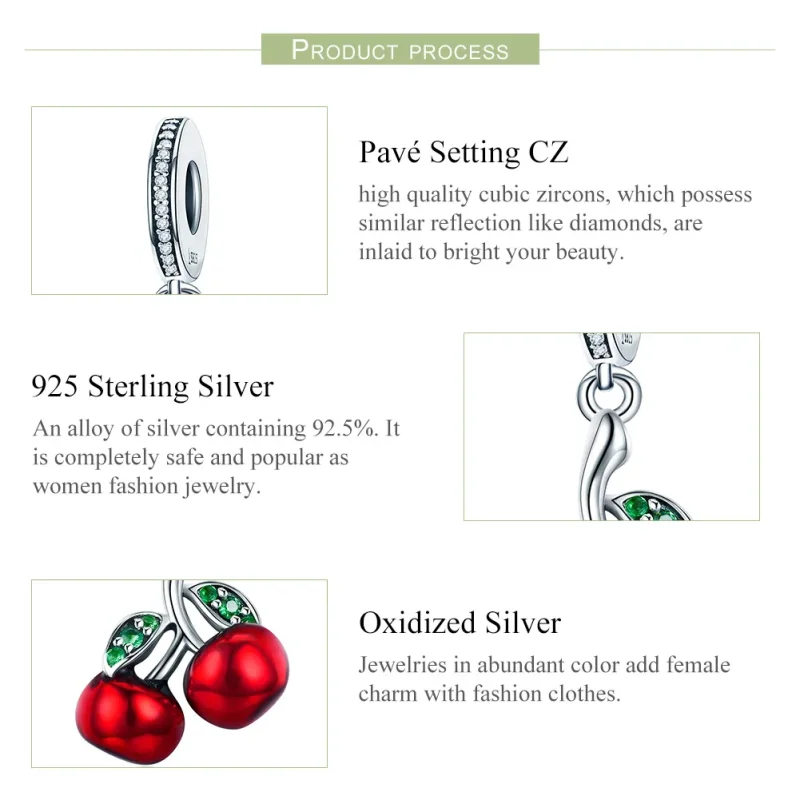 (immagine per) Charm Pendente tipo Pandora Ciliegie estive - SCC784 - Visualizza 7