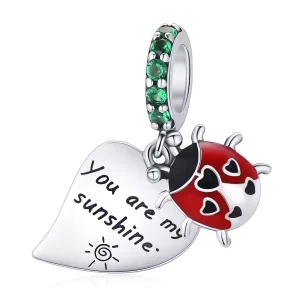 (immagine per) Charm Pendente tipo Pandora Coccinella con foglie - BSC492
