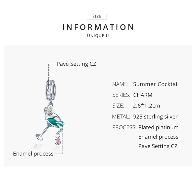 (immagine per) Charm Pendente tipo Pandora Cocktail estivo - BSC262 - Visualizza 8