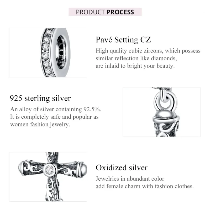 (immagine per) Charm Pendente tipo Pandora Croce d'epoca - BSC313 - Visualizza 7
