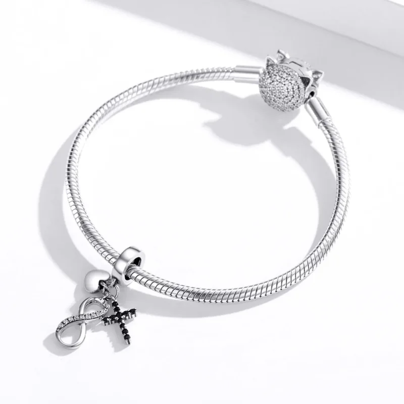 (immagine per) Charm Pendente tipo Pandora Croce E Cuore Infinito - SCC1713 - Visualizza 3