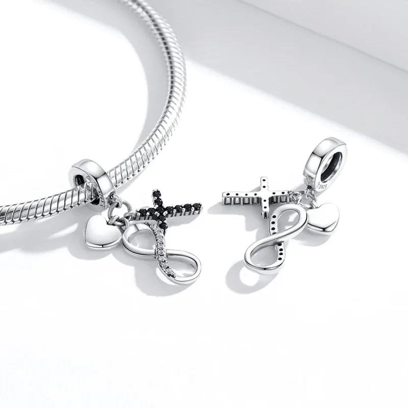 (immagine per) Charm Pendente tipo Pandora Croce E Cuore Infinito - SCC1713 - Visualizza 4