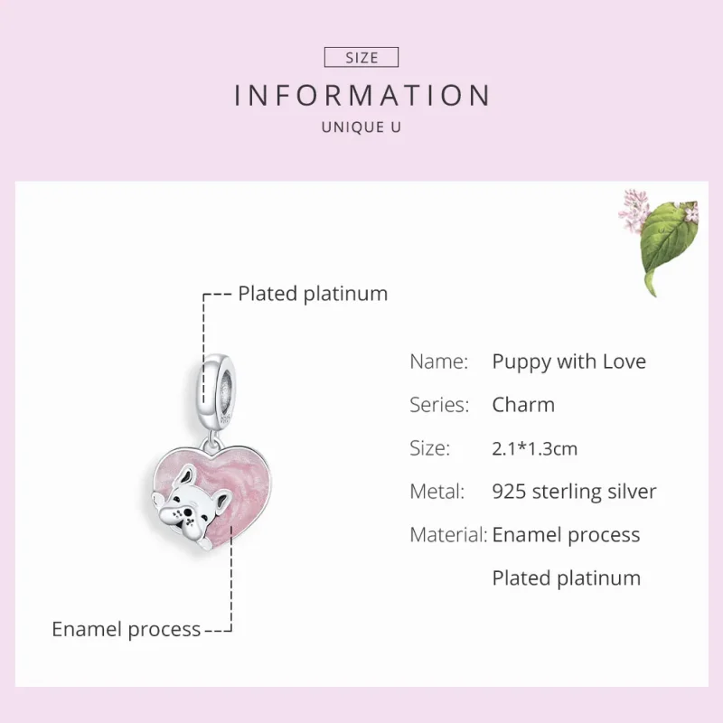 (immagine per) Charm Pendente tipo Pandora Cucciolo con amore - BSC360 - Visualizza 7