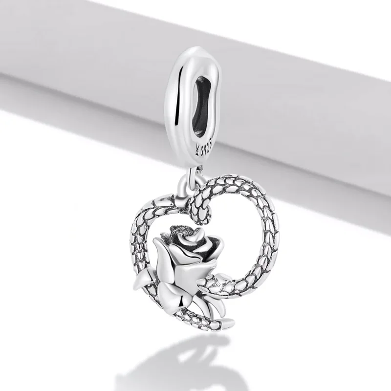 (immagine per) Charm Pendente tipo Pandora Cuore di serpente e rosa - SCC2134 - Visualizza 2