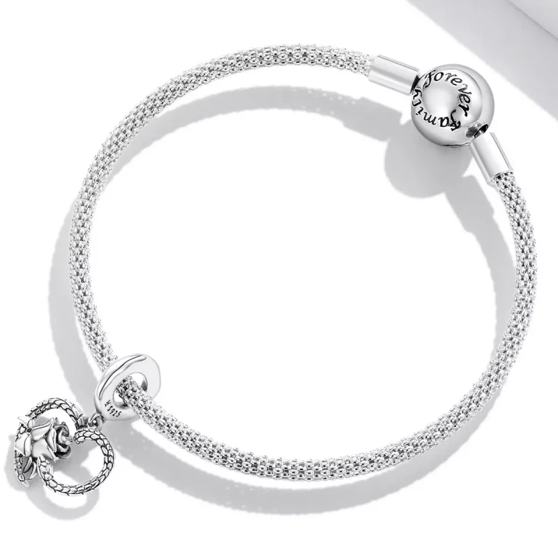 (immagine per) Charm Pendente tipo Pandora Cuore di serpente e rosa - SCC2134 - Visualizza 3