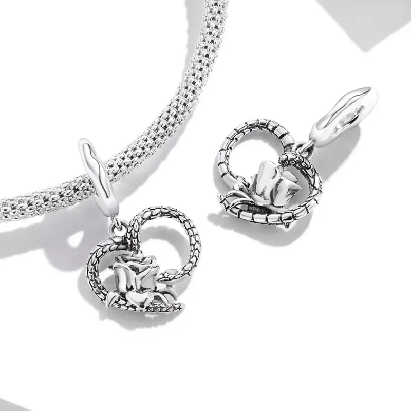 (immagine per) Charm Pendente tipo Pandora Cuore di serpente e rosa - SCC2134 - Visualizza 4