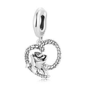 (immagine per) Charm Pendente tipo Pandora Cuore di serpente e rosa - SCC2134