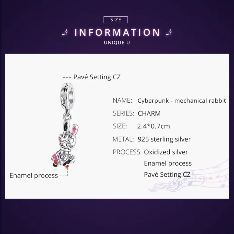 (immagine per) Charm Pendente tipo Pandora Cyberpunk - Coniglio meccanico - SCC1841 - Visualizza 6