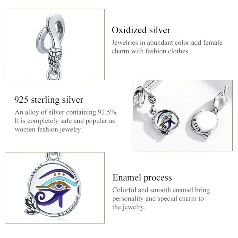 (immagine per) Charm Pendente tipo Pandora Egitto - Occhi gemelli - SCC1857 - Visualizza 8