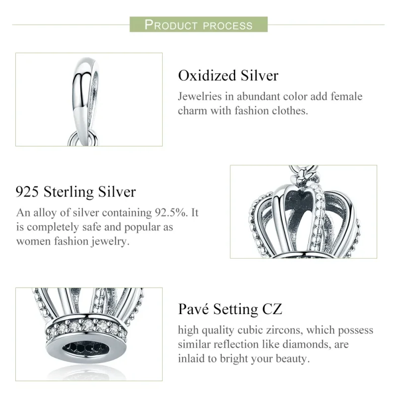 (immagine per) Charm Pendente tipo Pandora Elegante corona - SCC781 - Visualizza 7