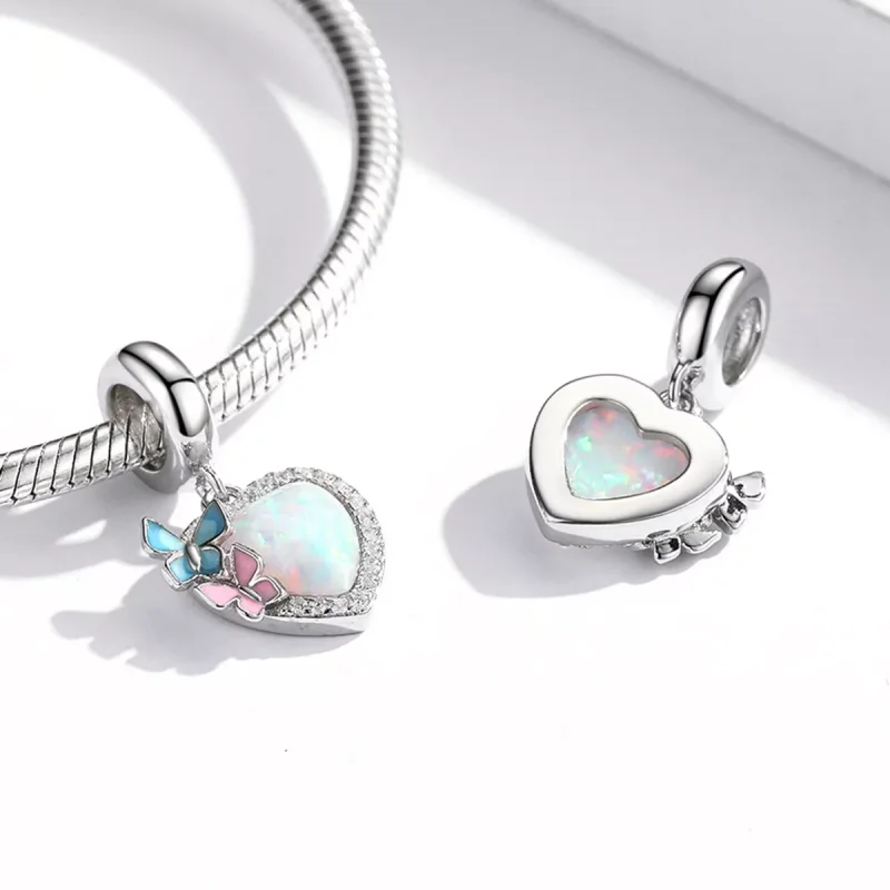 (immagine per) Charm Pendente tipo Pandora Farfalla Cuore Opale - SCC2101 - Visualizza 4