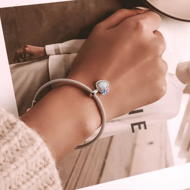 (immagine per) Charm Pendente tipo Pandora Farfalla Cuore Opale - SCC2101 - Visualizza 5
