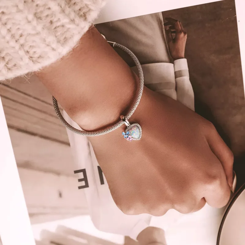 (immagine per) Charm Pendente tipo Pandora Farfalla Cuore Opale - SCC2101 - Visualizza 6