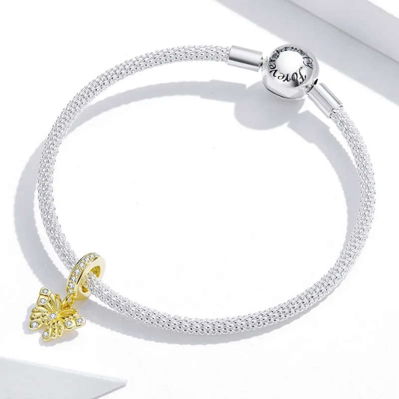 (immagine per) Charm Pendente tipo Pandora Farfalla d'oro - BSC248 - Visualizza 3