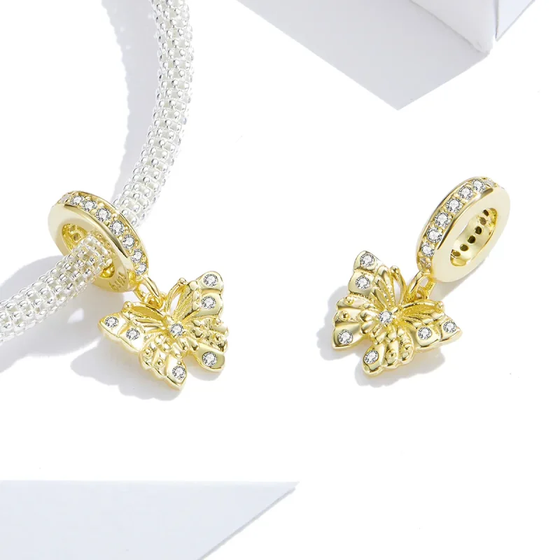 (immagine per) Charm Pendente tipo Pandora Farfalla d'oro - BSC248 - Visualizza 4