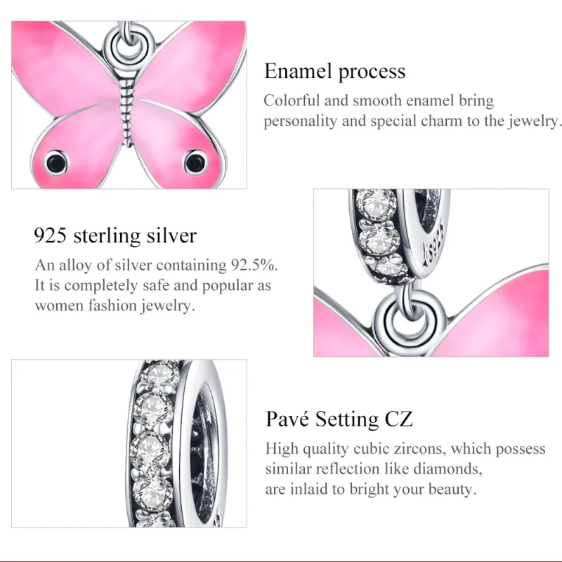 (immagine per) Charm Pendente tipo Pandora Farfalla rosa - SCC1728 - Visualizza 7