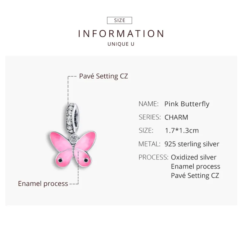 (immagine per) Charm Pendente tipo Pandora Farfalla rosa - SCC1728 - Visualizza 8