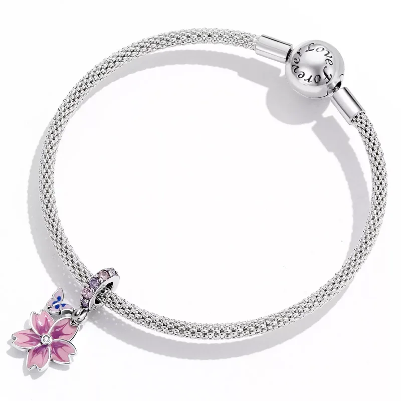 (immagine per) Charm Pendente tipo Pandora Farfalle e Fiori - SCC2185 - Visualizza 4