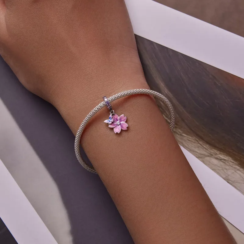 (immagine per) Charm Pendente tipo Pandora Farfalle e Fiori - SCC2185 - Visualizza 5