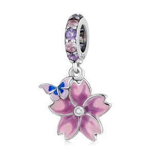 (immagine per) Charm Pendente tipo Pandora Farfalle e Fiori - SCC2185