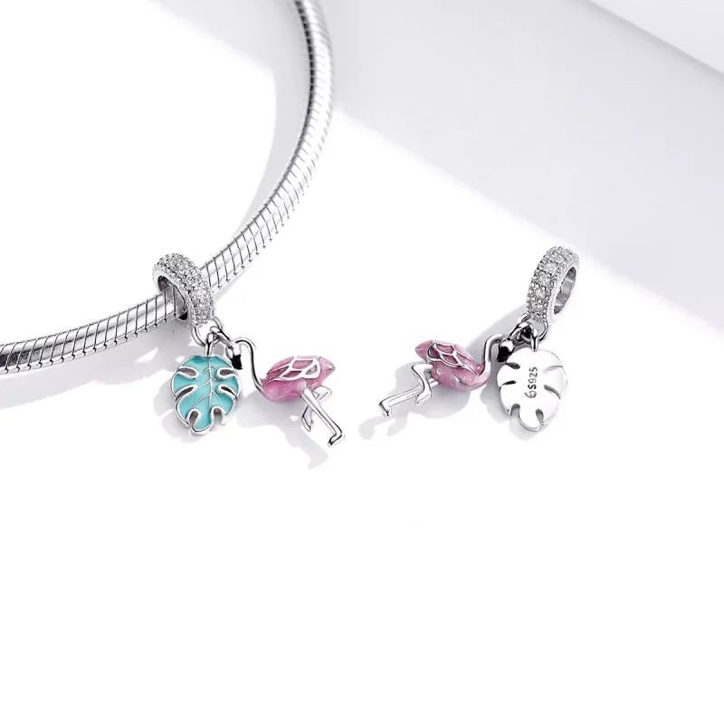 (immagine per) Charm Pendente tipo Pandora Fenicottero - BSC277 - Visualizza 4