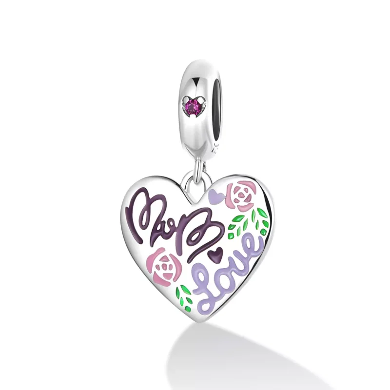 (immagine per) Charm Pendente tipo Pandora Festa della mamma - Cuori di graffiti colorati - BSC - Visualizza 2